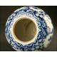 Urna China de Porcelana Azul y Blanca con Sello de Xianfeng.Ocho Inmortales. S. XIX