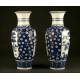 Beautiful Pair of Chinese Blue and White Porcelain Vases. S. XIX. Kangxi Seal