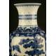 Beautiful Pair of Chinese Blue and White Porcelain Vases. S. XIX. Kangxi Seal