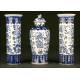 Elegant Chinese Blue and White Porcelain Vase and Urn Set. Forties of the XX Century