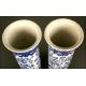 Elegant Chinese Blue and White Porcelain Vase and Urn Set. Forties of the XX Century