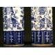 Elegant Chinese Blue and White Porcelain Vase and Urn Set. Forties of the XX Century