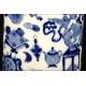 Elegant Chinese Blue and White Porcelain Vase and Urn Set. Forties of the XX Century