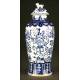 Elegant Chinese Blue and White Porcelain Vase and Urn Set. Forties of the XX Century