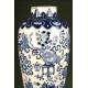 Elegant Chinese Blue and White Porcelain Vase and Urn Set. Forties of the XX Century