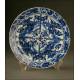 Magnificent Chinese Blue and White Glazed Porcelain Dish. S. XIX, Qing Dynasty. Original