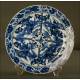 Magnificent Chinese Blue and White Glazed Porcelain Dish. S. XIX, Qing Dynasty. Original