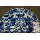 Magnificent Chinese Blue and White Glazed Porcelain Dish. S. XIX, Qing Dynasty. Original