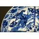 Magnificent Chinese Blue and White Glazed Porcelain Dish. S. XIX, Qing Dynasty. Original