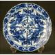 Magnificent Chinese Blue and White Glazed Porcelain Dish. S. XIX, Qing Dynasty. Original