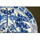 Magnificent Chinese Blue and White Glazed Porcelain Dish. S. XIX, Qing Dynasty. Original