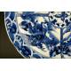 Magnificent Chinese Blue and White Glazed Porcelain Dish. S. XIX, Qing Dynasty. Original