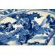 Magnificent Chinese Blue and White Glazed Porcelain Dish. S. XIX, Qing Dynasty. Original