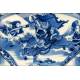 Magnificent Chinese Blue and White Glazed Porcelain Dish. S. XIX, Qing Dynasty. Original