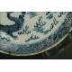 Delicate Chinese Blue and White Porcelain Dish, Mid XIX Century. Hand Decorated