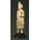 Chinese Figure on Wooden Stand, Circa 1900. Ivory Paste and Hand Decorated.