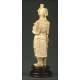 Chinese Figure on Wooden Stand, Circa 1900. Ivory Paste and Hand Decorated.