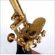 Complete Antique Antique Microscope with Mechanical Specimen Slide. England, Circa 1880