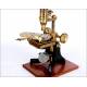 Complete Antique Antique Microscope with Mechanical Specimen Slide. England, Circa 1880