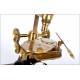 Complete Antique Antique Microscope with Mechanical Specimen Slide. England, Circa 1880