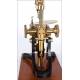 Complete Antique Antique Microscope with Mechanical Specimen Slide. England, Circa 1880