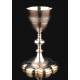 Magnificent Antique Solid Silver Contrasted Chalice. France, XIX Century