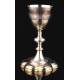 Magnificent Antique Solid Silver Contrasted Chalice. France, XIX Century