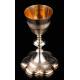 Magnificent Antique Solid Silver Contrasted Chalice. France, XIX Century