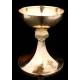 Beautiful Solid Silver Contrasted Chalice in Original Case. France, 1930's