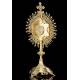 Precious and Antique French Solid Silver Monstrance, XIX Century.