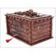 Antique Hand Carved Wooden Cigar Humidor. France, XIX Century