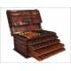 Antique Hand Carved Wooden Cigar Humidor. France, XIX Century