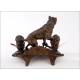 Antique Calamine Writing Desk with Dog Figure, Late 19th Century.