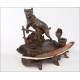 Antique Calamine Writing Desk with Dog Figure, Late 19th Century.