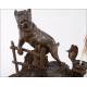 Antique Calamine Writing Desk with Dog Figure, Late 19th Century.