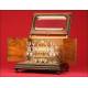 Beautiful French Glass Liquor Cabinet with Wooden Box. XIX CENTURY