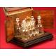 Beautiful French Glass Liquor Cabinet with Wooden Box. XIX CENTURY