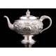 Antique Solid Silver Coffee Pot, Hand Decorated and Contrasted. Early 20th Century