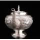 Antique Solid Silver Coffee Pot, Hand Decorated and Contrasted. Early 20th Century