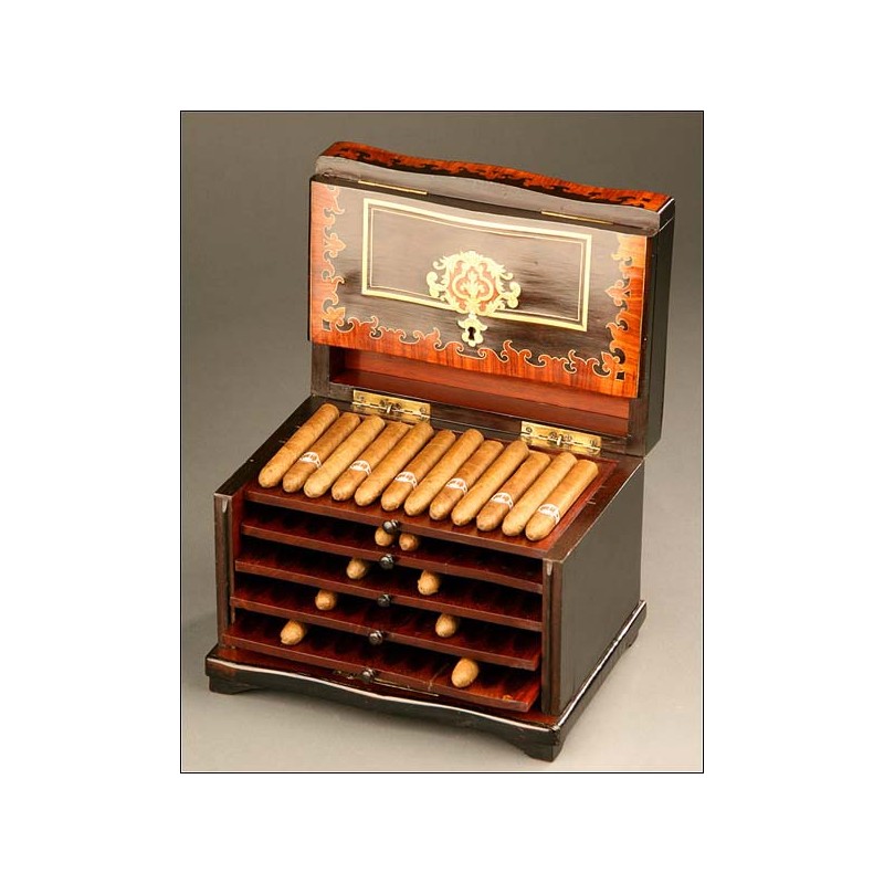 Caja de Cigarros en marquetería, Francia, S. XIX