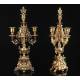 Elegant Pair of Antique Bronze Candlesticks. France, XIX Century