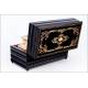 Precious Antique Perfume Box with Old Paris Porcelain Bottles. France, XIX Century