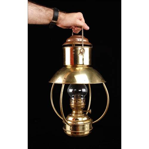 Large Oil Boat Lamp in Very Good Condition. Germany, 1920's-30's