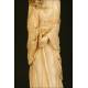 Chinese Ivory Figure. 1920. Hand Carved. Wooden Stand with Certificate.