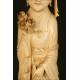 Chinese Ivory Figure. 1920. Hand Carved. Wooden Stand with Certificate.