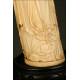 Chinese Ivory Figure. 1920. Hand Carved. Wooden Stand with Certificate.