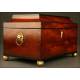 Beautiful 19th Century English Tea Box in Mahogany Wood. With Five Compartments.