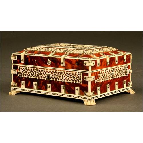 Ivory and Tortoise Shell Box, Probably a Jewelry Box, ca. 50's 20th Century.