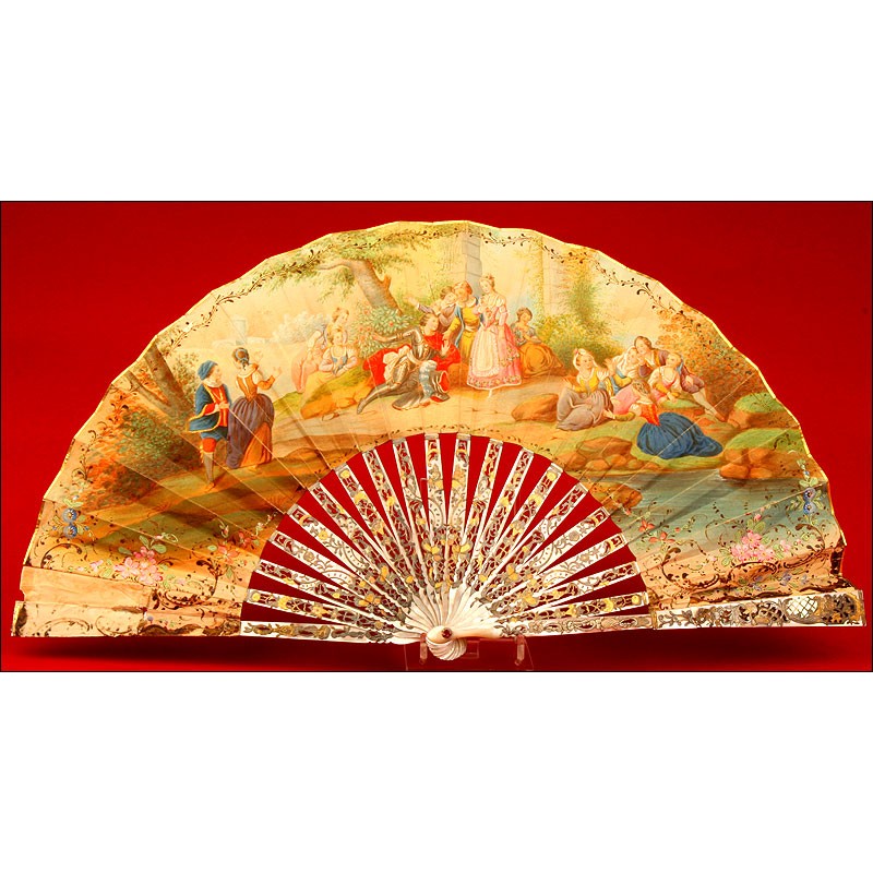 Hand Lighted Mother of Pearl Fan, XIX Century.