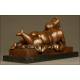 Bronze sculpture 'Woman Smoking', by Botero. Signed.